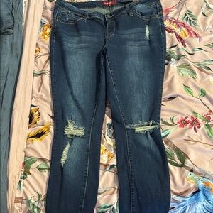 YMI Blue Skinny Jeans with Distressed Details